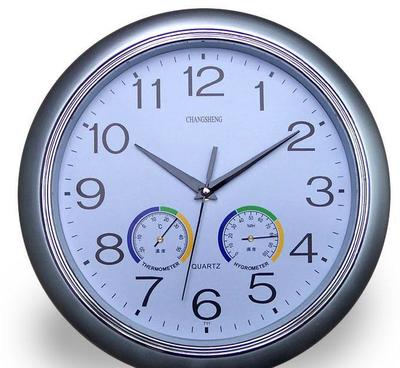 常胜钟表 13寸温湿度创意挂钟 多功能时尚家居之选