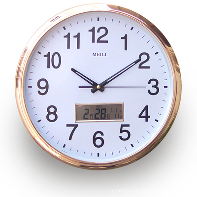 常胜钟表厂方形日历挂钟 电镀边框与耐冲塑料的匠心结合